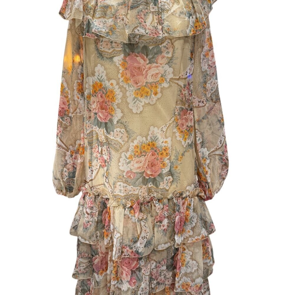 Vintage 1970s Rona New York Sheer Floral Tiered Maxi Dress – Bohemian Prairie Co - Picture 3 of 9